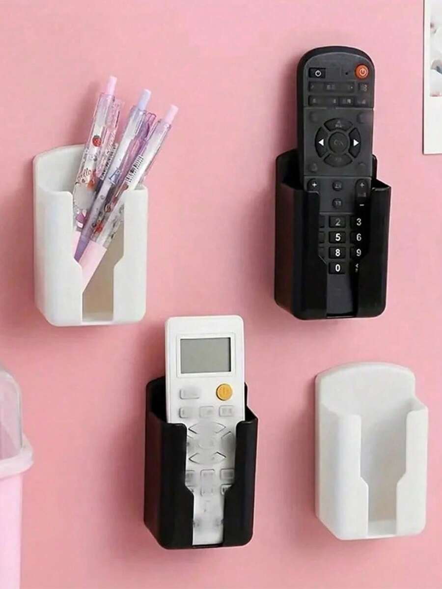 1个遥控器支架,壁挂式手机支架和收纳盒,自粘式卧室收纳盒,塑料充电支架和遥控器支架,壁挂式空调遥控器收纳盒,无孔硅胶壁挂式遥控器支架,无异味耐用电视和空调遥控器支架 - 彩色 - 查看 1