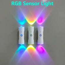 Rechargeable LED Motion Sensor Night Light, RGB Gradient Creative Decorative Wall Lamp With Multiple Indoor Lighting Modes For Corridor, Bedside, Desk And Magnetic Staircase, Easy Installation - White - View 2