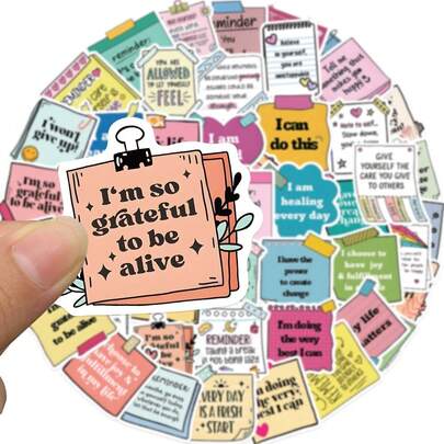 50pcs Inspirational Quote Stickers - Waterproof Vinyl Decals For Laptops, Phones, Water Bottles, Helmets & Guitars Scrapbook Supplies Scrapbooking