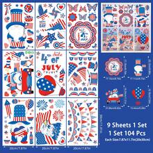 1 Set Of 9 Pcs Independence Day Themed Window Stickers, Includes Car, Hot Air Balloon, Statue Of Liberty Patterns, July 4th Window Decor, Removable Static Cling Glass Stickers, Suitable For Bedroom, Living Room, Balcony And Display Window Decoration - Independence Day - View 9