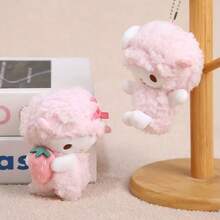 SANRIO Bino The Lamb Plush Toy, Cute Stuffed Animal, Keychain, Backpack Accessory - Pink - View 4