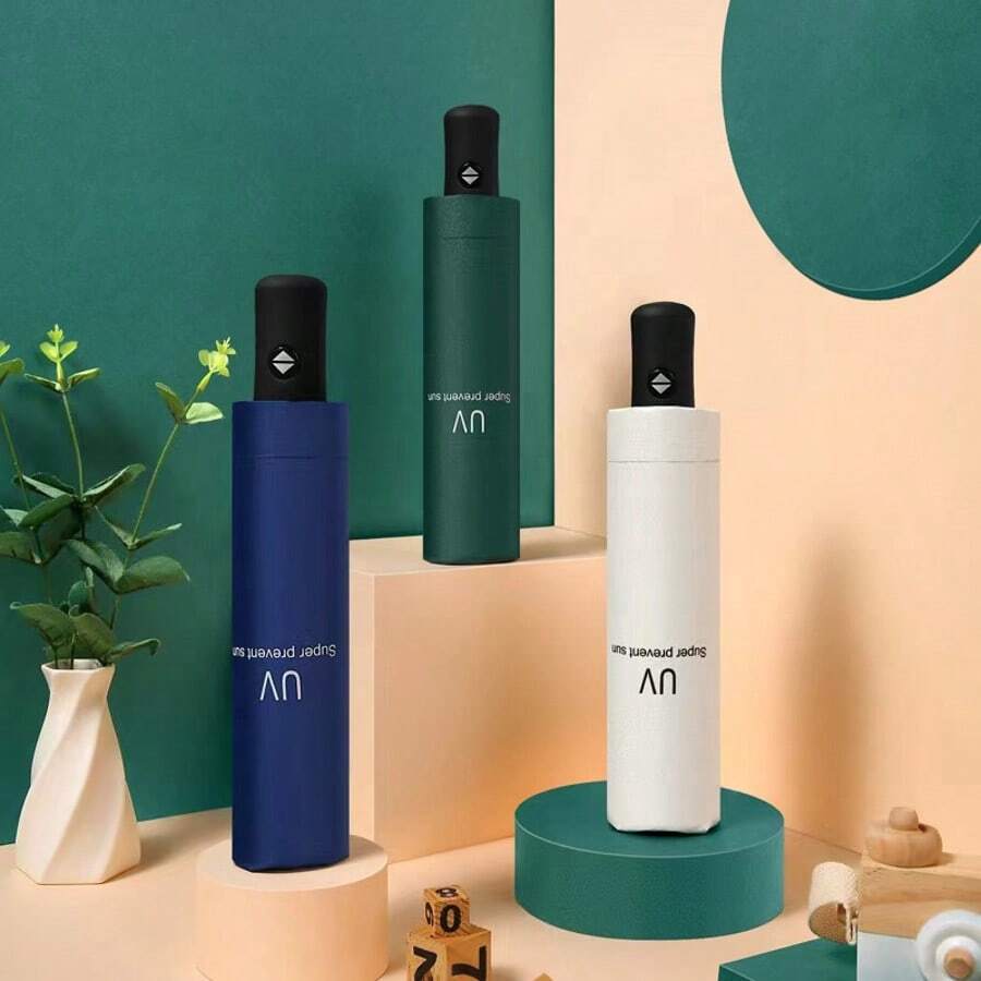 1 chiếc ô gấp gọn thời trang tối giản, 8 nan, bền bỉ, chống tia UV, vải 190T chống thấm nước, khung và cán bằng sắt, ô gấp gọn tiện dụng với tay cầm bằng nhựa tiện lợi.