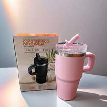 Mini Thermal Cup 360ml Stainless Steel With Acrylic Lid - Generic - Apricot - View 2