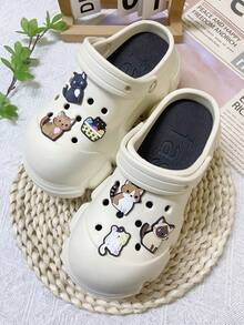 Women's EVA Non-Slip Soft Thick-Soled Sandals With Cartoon Accessories, Suitable For Vacation, Casual Gatherings, And All Indoor And Outdoor Occasions, Providing A Fashionable And Comfortable Wearing Experience - Khaki - View 11