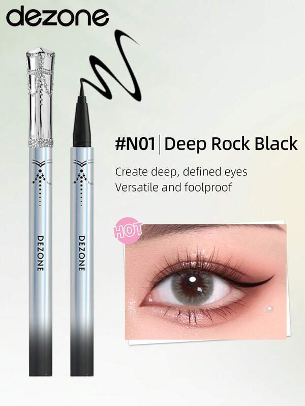 DEZONE Lápiz delineador de ojos de color del Reino Encantado, resistente al agua y a las manchas, N01 Negro