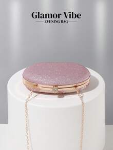 1件粉色亮片花卉刺绣手拿包，硬盒式设计，伴娘手提包，正式派对包，婚礼手拿包，适合女性出席正式活动、派对、婚礼，配有可拆卸链条，优雅风格 - 粉色 - 查看 7