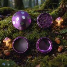 2.5 Inch Mushroom Shaped Metal Grinder, Durable Aluminum Alloy Grinder, Kitchen Spice, Pepper/Herb Grinder - Purple - View 5