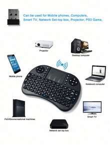2.4G Wireless Mini Keyboard With Touchpad, 3-In-1 Remote Control For Smart TV/Computer/Projector, Portable For Office & Entertainment, Plug And Play (Batteries Not Included) - View 3