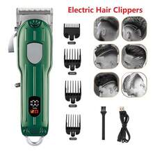 专业电动理发器，按钮式设计，沙龙级，高功率，带剃须刀头修剪器，1200mAh - 綠色 - 查看 2
