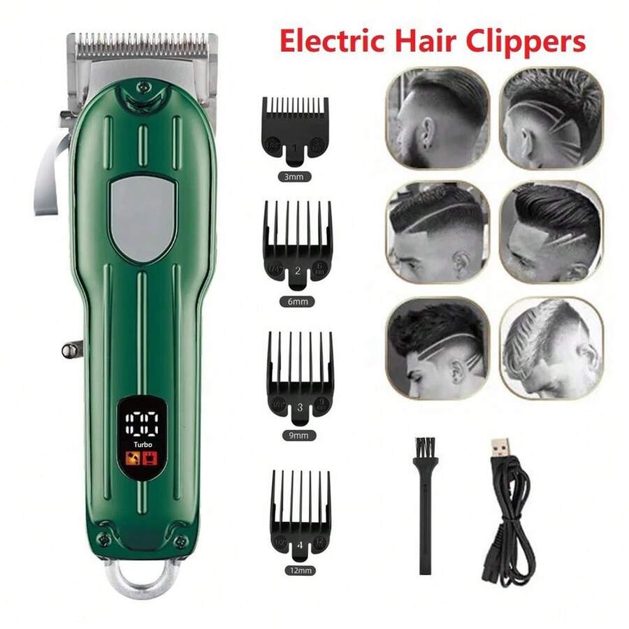 专业电动理发器，按钮式设计，沙龙级，高功率，带剃须刀头修剪器，1200mAh