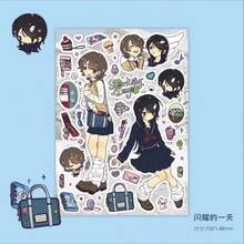 复古日系动漫少女贴纸，闪亮日主题卡通贴纸，适合装饰日记本、笔记本等，趣味贴纸，Kindle剪贴簿用品，笔记本电脑贴纸 - Color - 查看 13