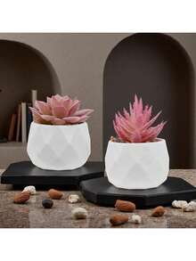 Artificial Succulent Potted Plant, Small Fake Pink Flower, Suitable For Living Room, Bedroom, Office Desk, Bookshelf, Bathroom Decor - Pink Succulent - View 13