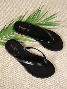 Damen Sandalen in Große Größen, neue offene Sandalen für Frühling/Sommer, Sandalen mit rundem Zehenbereich, flache Zehentrenner, lässige Slip-On Pantoffeln geeignet für Innen- und Außenbereich - Schwarz - Übersicht 5