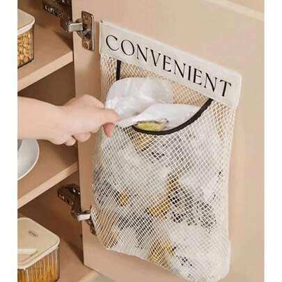 1pc Large Capacity Kitchen Trash Bag Storage Magic Wand Wall-Mounted Organizer Bag, Can Store Plastic Bags And Garbage Bags