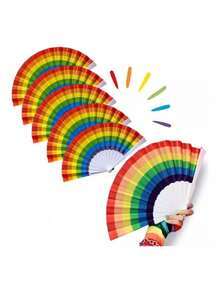 LGBT Rainbow Fan For Parties, Carnival, Gay Pride Parades, Festivals - Durable Material, LGBT Colors - 1PC - 查看 2
