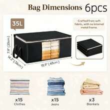 3 piezas Bolsas de almacenamiento plegables para el hogar, organizador doméstico para ropa, ropa de cama, suéteres, almohadas y almacenamiento en el armario - Negro 2 - Ver 8