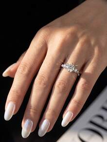 1 Carat Round Diamond Moissanite 925 Sterling Silver Luxury Engagement Wedding Ring, Best Friend Birthday Anniversary Memorial Bridal Jewelry - Round Moissanite Ring - 1ct - View 3