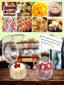 50 Peças Caixas de Cupcake de Plástico Transparente com Tampa Basculante - Quadradas, Recipientes Reutilizáveis para Bolos, Sanduíches, Bolos de Queijo, Muffins e Bolos - Ideal para Casamentos, Aniversários, Natal e Decorações de Festa - Branco - Visão 9