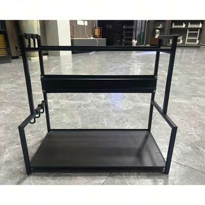 1个可调节2-3层厨房调料架，节省空间的台面收纳架，耐用钢结构，适合家庭和商业用途，紧凑型橱柜收纳架，圣诞节/情人节礼物