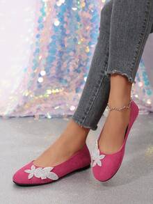 2026 Nuevos mocasines de tacón bajo para mujer, diseño floral perfecto, color rojo de moda, adecuados para bodas y estilo sexy - Rosa Fucsia - Ver 6