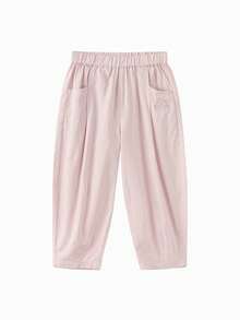 Balabala Young Girl' Summer Loose Fit Balloon Pants Boys Girls Embroidered Cute Bear Relaxed Casual Trousers - White Red - View 1
