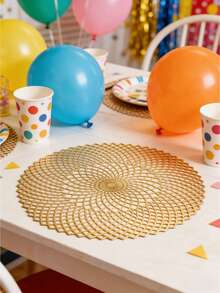 1/4/6pcs Simple PVC Gold Foil Placemats, Hotel Restaurant Decor Heat Insulation Non-Slip Table Mats, Suitable For Wedding Party, Christmas, Valentine's Day, Holiday Celebration, Picnic, Birthday Banquet Table Decoration - Multicolor - View 5