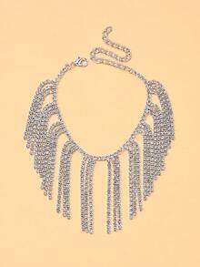 outingfit 1pc Fashion Tassel Bracelet, Ins Style Minimalist Rhinestone Bracelet Accessory For Women - Silver - View 8