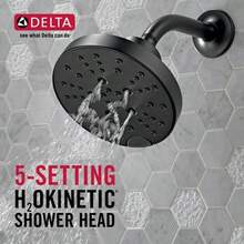 Delta Faucet 52668-bl h2okinetic 5-setting Raincan Alcachofa de ducha color negro mate - Mate negro - Ver 6