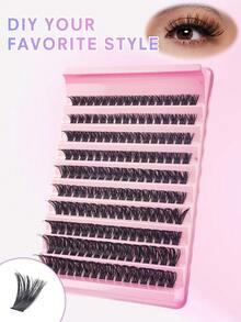 10排共160片单眼假睫毛簇，100D，8-16mm，DIY睫毛簇，自然风格，超柔软超轻盈，可重复使用，价格实惠，分段式假睫毛，睫毛嫁接套装，适合旅行、新手日常佩戴、婚礼、约会、派对、节日等场合。 - D - 查看 5
