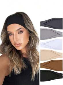 1/6pcs Women's Non-Slip Thick Headband - Elastic Sweatband, Suitable For Yoga, Workout, Fashion And Daily Wear Fall Winter Hair Band Hair Accessories For Women For Vacation Outfits Woman Elegant Scarf Women Bandana Soft Headwrap - Nhiều màu - Xem 3