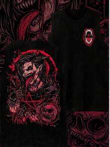 Camiseta de tirantes con estampado de calavera gótico punk para hombres, estilo callejero con ajuste muscular - Negro - Ver 8