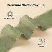 1.5 Inch X 3 Rolls Handmade Chiffon Fringe Ribbons, Suitable For Packaging, Wedding Invitations, Bridal Bouquets, DIY Crafts, Home Decor - 3pcs - View 4