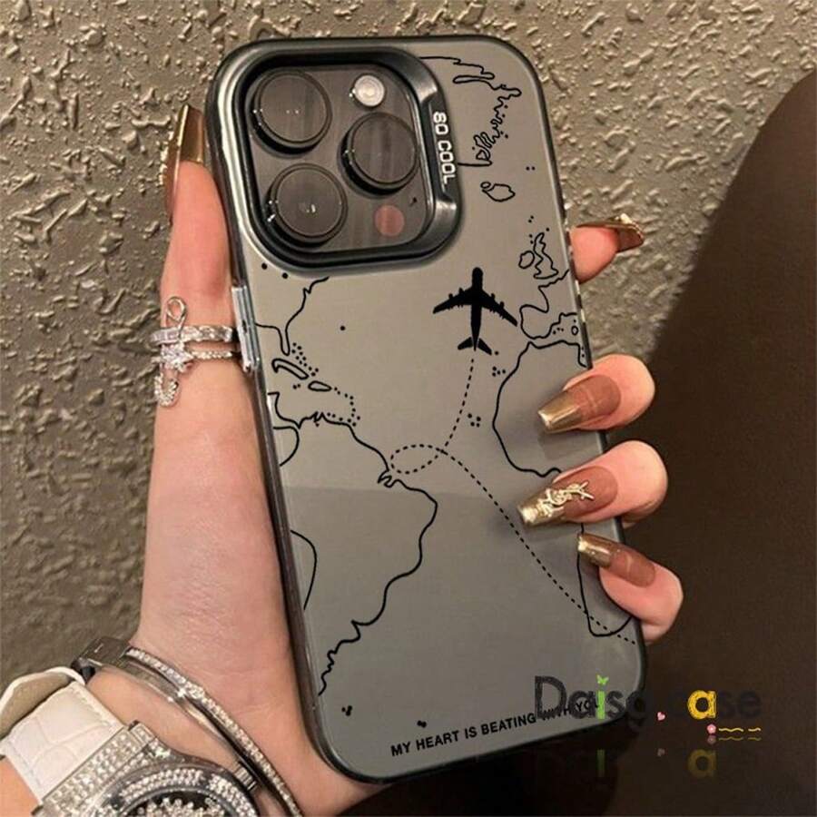 Airplane Route Design Case Inspired By Travel For 11 12 13 15 14 16 17 Pro Max XS X XR 7 8 Plus Cell Phones - Nhiều màu - Xem 1