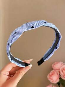 1 chiếc băng đô kẻ caro cho bé gái, băng đô tết đa năng chống trượt. - Màu xanh lam - Xem 9