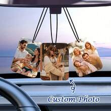 Customizable 2D Flat Rectangular Car Pendant, Suitable As Gift For Dad, Boyfriend Or Family - Multicolor - View 1