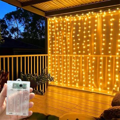 600 LED Warm White, Colorful, Pink Window Curtain Lights, 236.22 Inch X 118.11 Inch, Battery Powered (Batteries Not Included), 8 Modes, Suitable For Single Party, Wedding Party, Room, Bedroom, Wreath, Holiday, Party, Birthday, Mother's Day Decoration