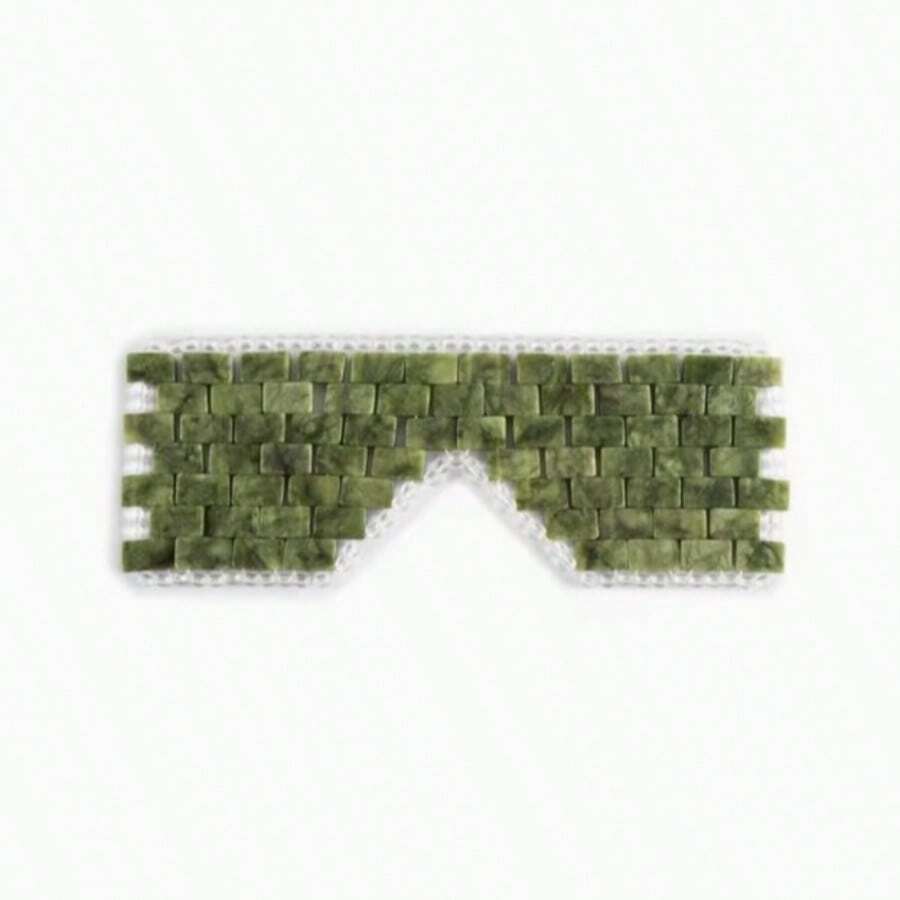 1pc Natural Jade Eye Mask Xiuyu Ice Compress Jade Eyelid Hand-Woven Cool Eye Protection Jade Mask - Xiuyu B Style - Green - View 1