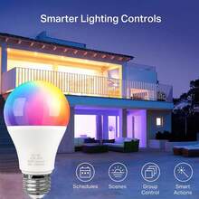 4只装 Kasotile 可调光变色灯泡，含遥控器；E26/E27 灯座，9W，110-130V。这些变色氛围灯泡专为现代卧室和客厅设计，提供 160,000 种 RGB 颜色和可调节色温。 - KLC-9W - 查看 7