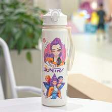 Hasbro 1 chiếc/Cốc có ống hút dễ thương in hình nhóm nhạc nữ K-POP săn phù thủy, bình nước thể thao hoạt hình có quai đeo đàn hồi dành cho học sinh. - Nhiều màu - Xem 18