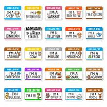 50张可爱动物姓名标签贴纸，“你好，我是独角兽”主题乙烯基贴纸，防水自粘标签，适用于水瓶、笔记本电脑、日记本、手机壳、计划本、文具、派对礼品、礼品包装、剪贴簿、DIY手工和日常收纳。 - 彩色 - 查看 2