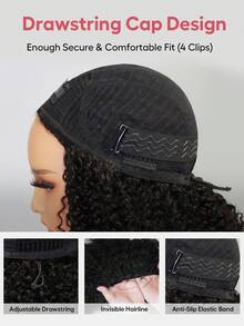 Tinashe Yaki Straight 3 IN 1 Half Wig Human Hair Wigs Scalp Look 180% Density Human Hair Human Hair Wig No Leave Out Brazilian Human Hair Natural Color For Women Glueless Wig Clip & Go - SNatural - View 9