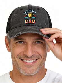 父亲节棒球帽，印有“世界最佳爸爸”字样，女儿送给爸爸的礼物，父亲节生日礼物，送给爸爸、爷爷、丈夫 - 彩色 - 查看 5