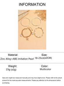 4pcs/Set Fashionable Ocean Style Starfish Pendant Elegant Faux Pearl Beaded Bracelet, Bohemian Multi-Layer Wearable Jewelry For Women, Suitable For Daily Wear, Beach, And Travel - Multicolor - View 5