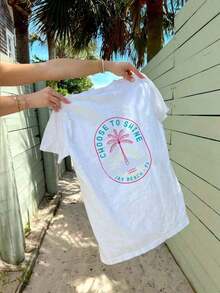 2026Womens Y2k Coconut Tree Graphic Oversized T Shirts Tops Coconut Tree/Letter Print Short Sleeve Round Neck Loose Fit Tee Shirt Summer Vintage Aesthetic Baggy Tees Tops Preppy Coastal Teen Girl Clothes Streetwear100Cotton,Summer Tops - 白色 - 查看 4