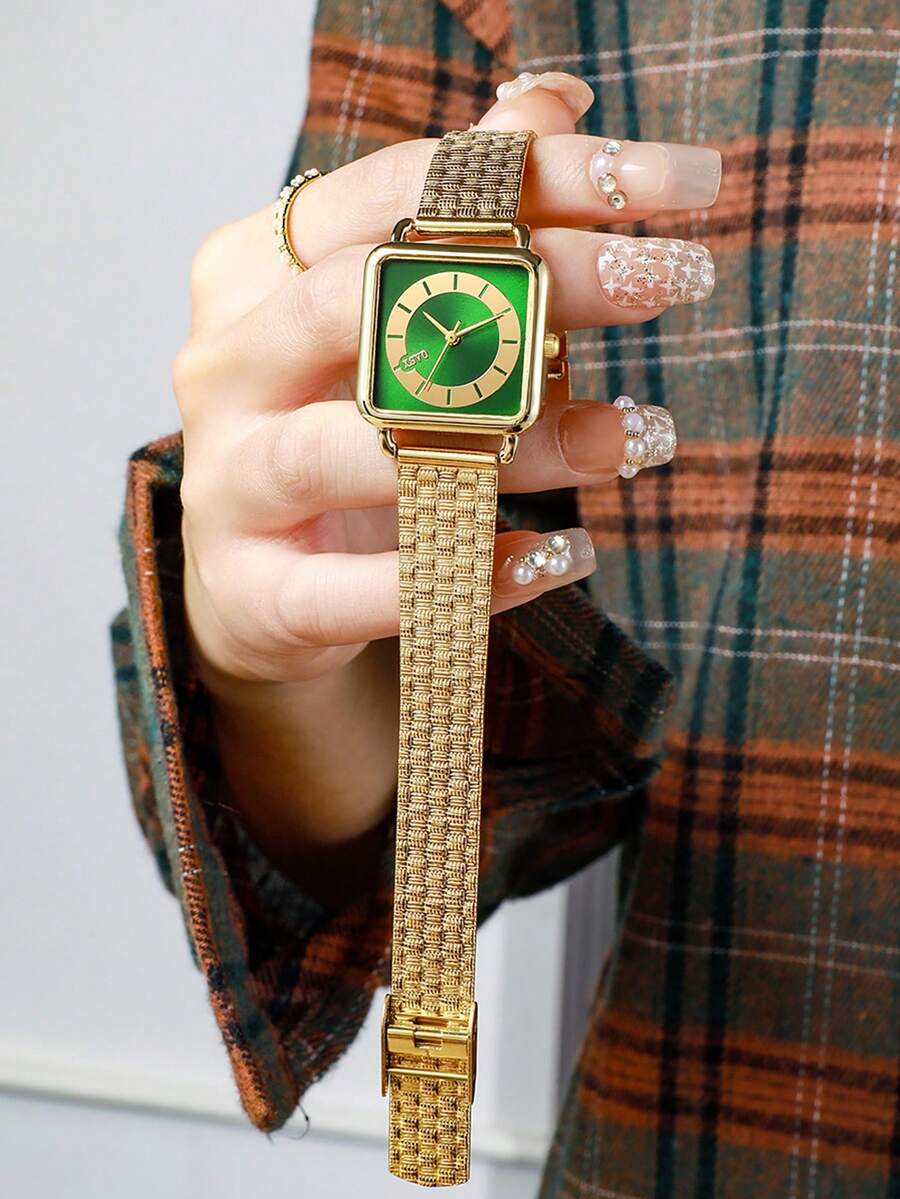 1pc Classic Elegant Quartz Watch With Stylish Square Dial, Versatile For Commuting, Suitable As Birthday, Halloween, Gift - Multicolor - View 1