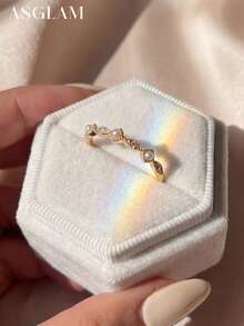 1pc Delicate Small Pearl & Zirconia Ring, 925 Sterling Silver Single Ring, Exquisite Jewelry, Birthday/Prom Gift For Her - Style 8 - View 4