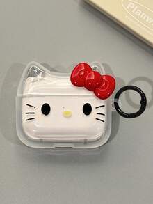 SANRIO 可爱黑色蓝牙耳机保护套 1个，可爱红色蝴蝶结小猫 + 黑色按钮蓝牙保护套 生日礼物 - 無色 - 查看 3