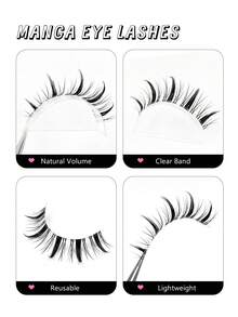 Asiteo 10 Pairs Anime Style False Eyelashes - Delicate & Soft, Reusable, Lightweight & Natural, Faux Mink Lashes, Suitable For Dramatic Eye Makeup, Cosplay And Role-Playing (Suitable For Beginners) - 黑色 - 查看 2