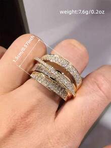 Women's Artificial  Ring, Elegant Fashion Rings, Copper Chain Design, Casual Style Jewelry Gift For Women, All Season Accessory For Parties & Anniversaries - Vàng - Xem 2