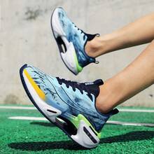 Men's Lightweight Athletic Sneakers, Round Toe, Low-Top Lace-Up Closure, Breathable Design, Durable Outsole With Good Traction, Suitable For Gym, Everyday Wear - Blue - View 7